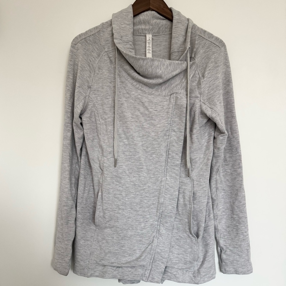 Sz 6 Lululemon Coast Easy Wrap Jacket Thumbholes Heathered Core Ultra Light Grey